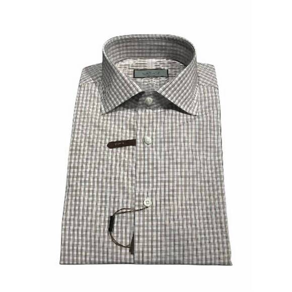 NEW CANALI men's check dress shirt in 502 brwn check